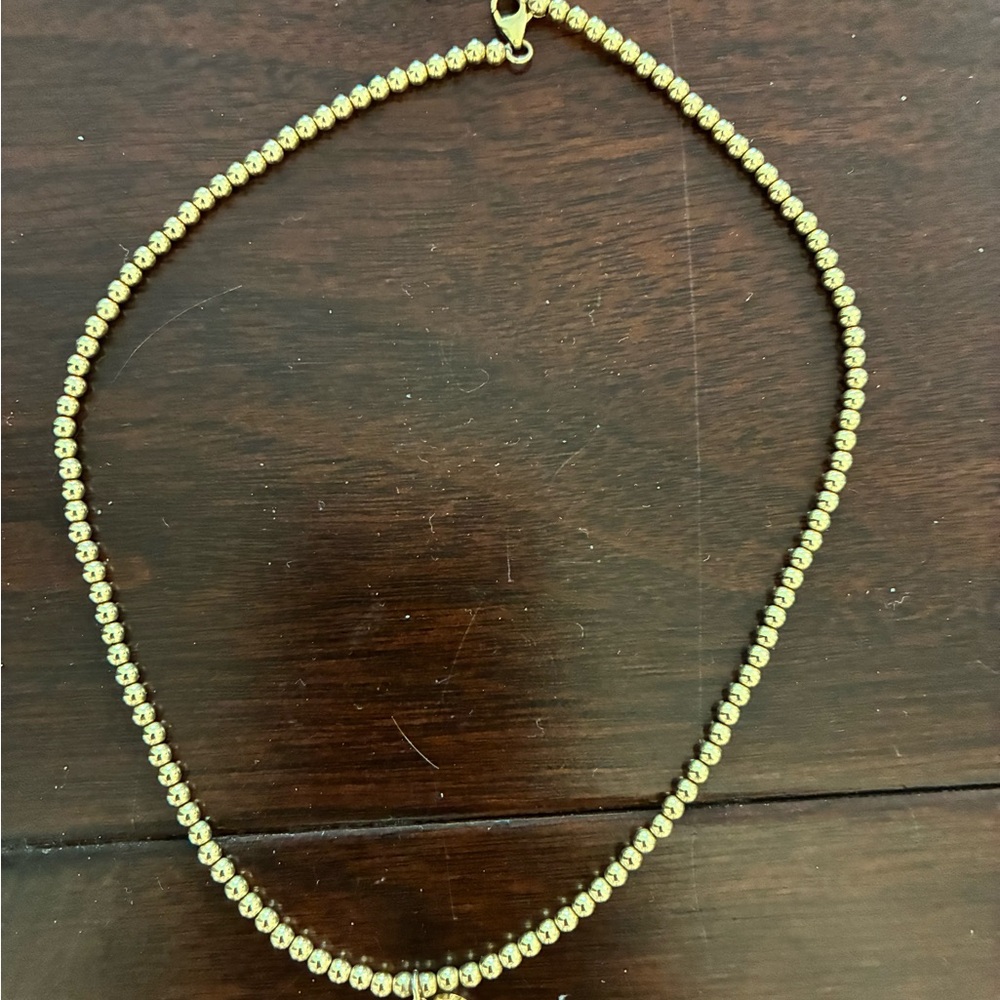 Caitlin Nicole Gold Beaded Necklace with CZ Pendant -beautiful..like new ~ - Picture 4 of 6